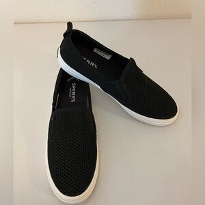 Sperry Black and White Canvas Sneakers Size 7.5